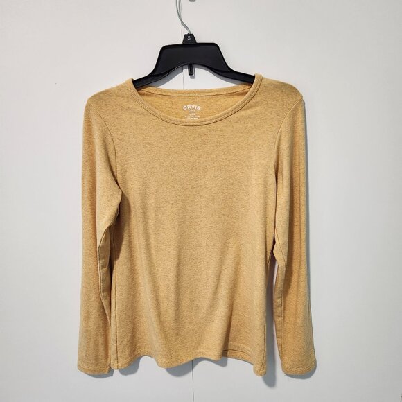 Orvis Tops - ORVIS Women's Perfect True Crew Long Sleeve Yellow Tee - Pima Cotton - Large